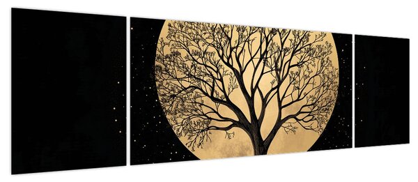 Obraz – Drzewo w złotej pełni księżyca I. (170x50 cm)