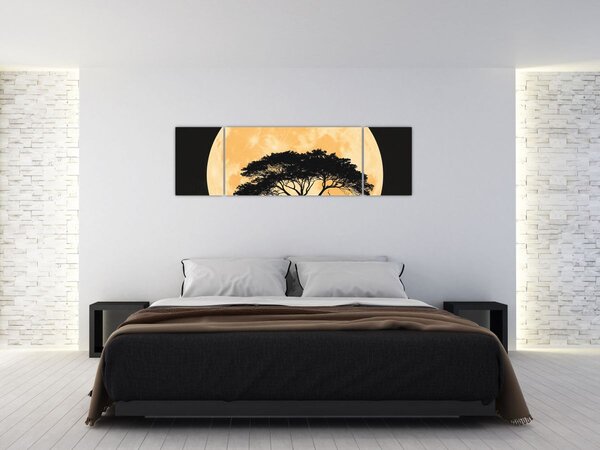 Obraz – Drzewo w złotej pełni księżyca II. (170x50 cm)