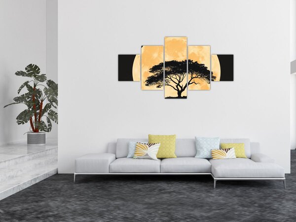 Obraz – Drzewo w złotej pełni księżyca II. (125x70 cm)