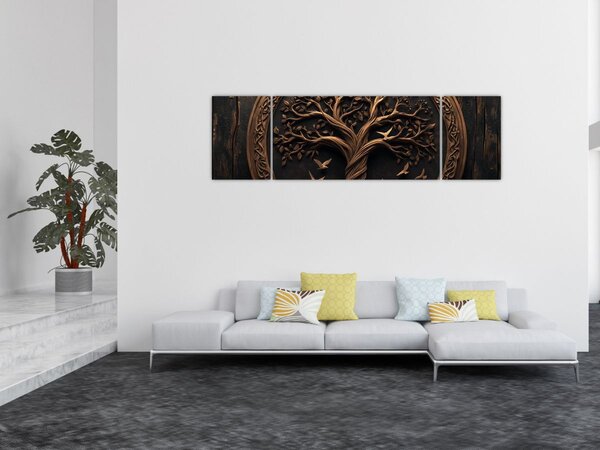 Obraz – Drewniane drzewo życia (170x50 cm)