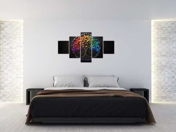 Obraz – Drzewo pełne kolorowych serc (125x70 cm)