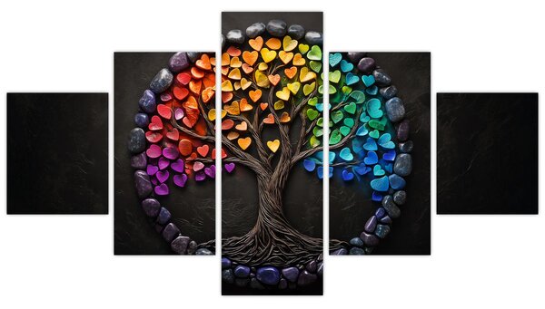 Obraz – Drzewo pełne kolorowych serc (125x70 cm)