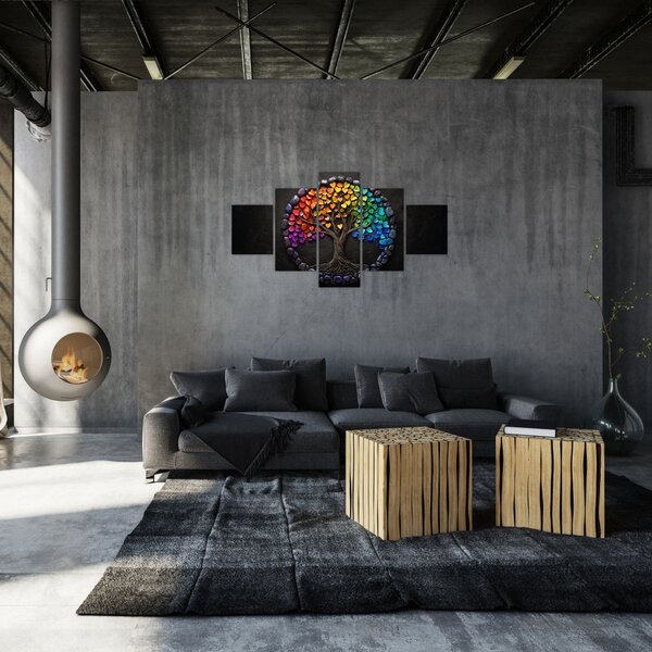 Obraz – Drzewo pełne kolorowych serc (125x70 cm)