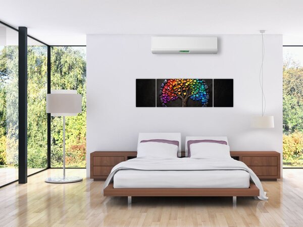 Obraz – Drzewo pełne kolorowych serc (170x50 cm)