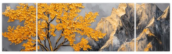 Obraz – Złote drzewo w górach (170x50 cm)