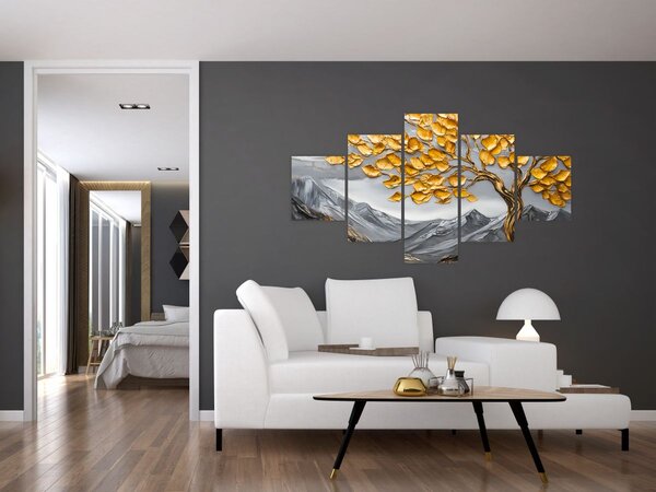 Obraz – Drzewo ze złotymi liśćmi (125x70 cm)