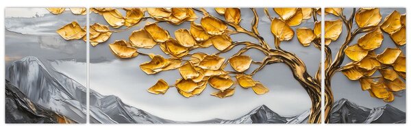 Obraz – Drzewo ze złotymi liśćmi (170x50 cm)