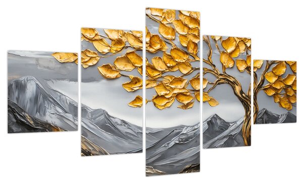 Obraz – Drzewo ze złotymi liśćmi (125x70 cm)