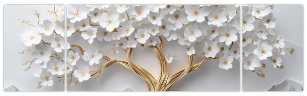 Obraz – Eleganckie drzewo życia 3D pełne kwiatów (170x50 cm)