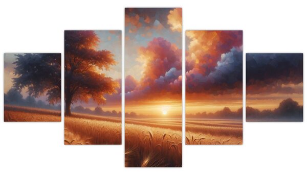 Obraz – Zachód słońca na polu (125x70 cm)