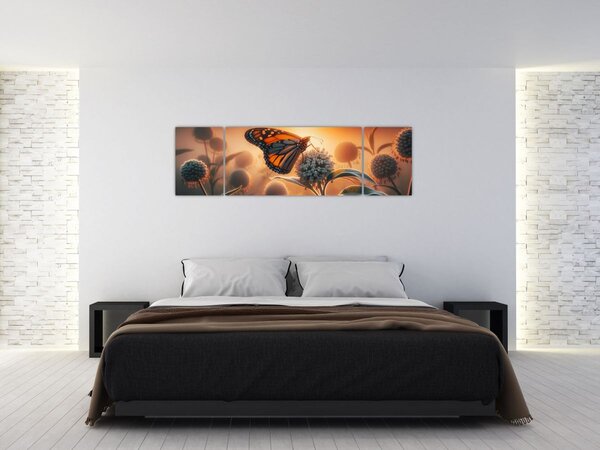 Obraz – Motyl w zachodzącym słońcu (170x50 cm)