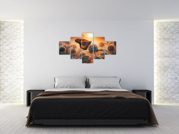 Obraz – Motyl w zachodzącym słońcu (125x70 cm)