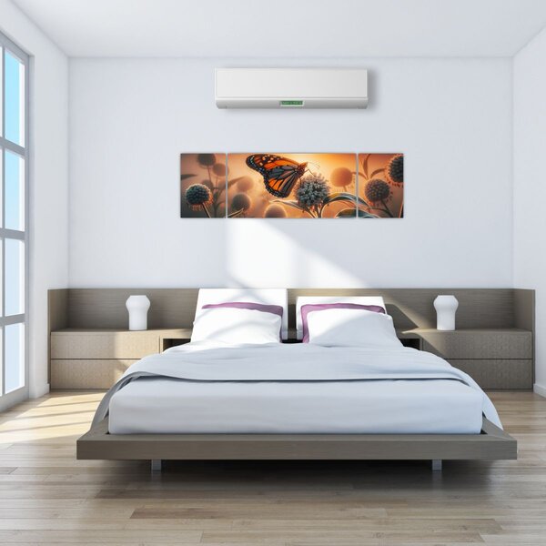 Obraz – Motyl w zachodzącym słońcu (170x50 cm)