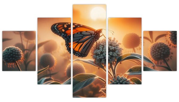 Obraz – Motyl w zachodzącym słońcu (125x70 cm)