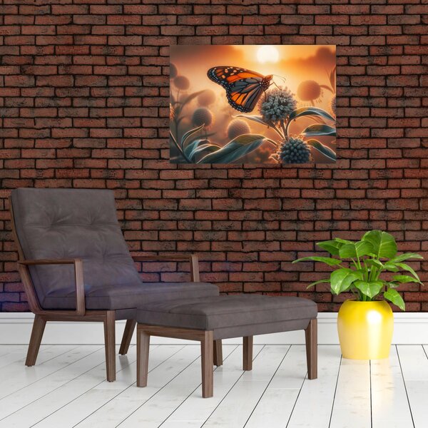 Obraz – Motyl w zachodzącym słońcu (70x50 cm)