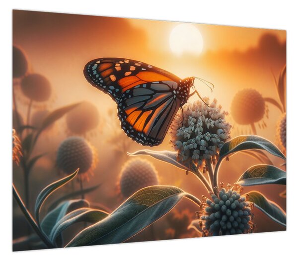 Obraz – Motyl w zachodzącym słońcu (70x50 cm)