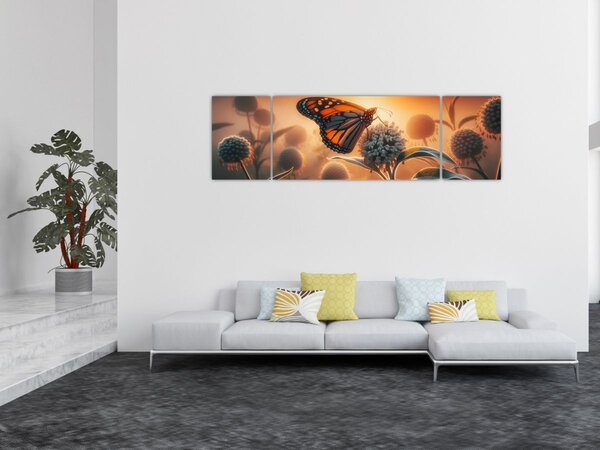 Obraz – Motyl w zachodzącym słońcu (170x50 cm)