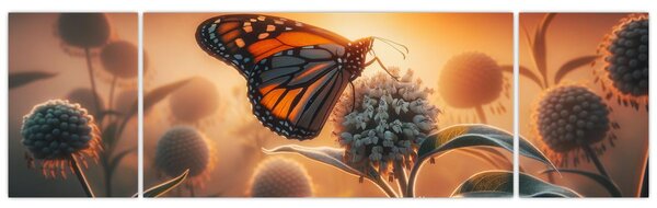 Obraz – Motyl w zachodzącym słońcu (170x50 cm)