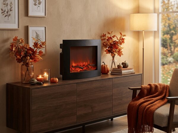 LED dekoracja nowoczesny kominek COZY WARM 40x50 cm, czarny