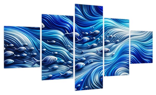 Obraz – Ryby w falach (125x70 cm)