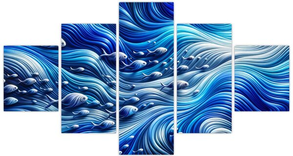 Obraz – Ryby w falach (125x70 cm)