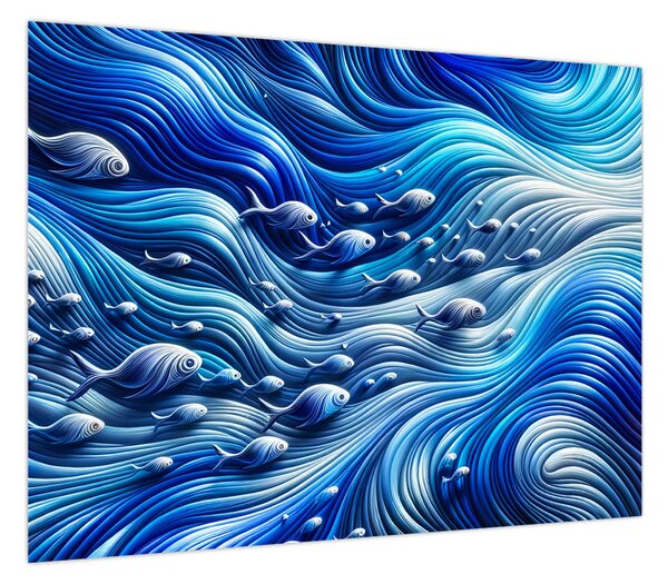 Obraz – Ryby w falach (70x50 cm)