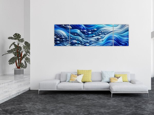 Obraz – Ryby w falach (170x50 cm)