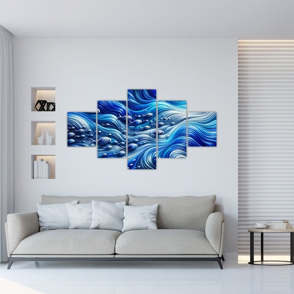 Obraz – Ryby w falach (125x70 cm)