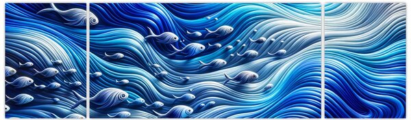 Obraz – Ryby w falach (170x50 cm)