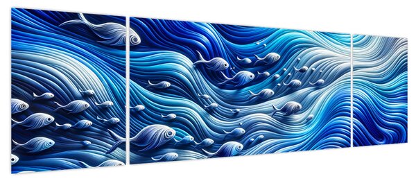 Obraz – Ryby w falach (170x50 cm)