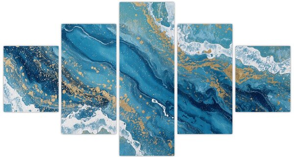 Obraz - Jasnoniebieski marmur ze złotem II. (125x70 cm)