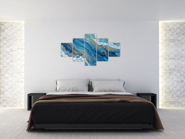 Obraz - Jasnoniebieski marmur ze złotem II. (125x70 cm)