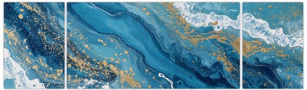 Obraz - Jasnoniebieski marmur ze złotem II. (170x50 cm)