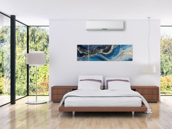 Obraz - Abstrakcyjny niebiesko-złoty marmur (170x50 cm)