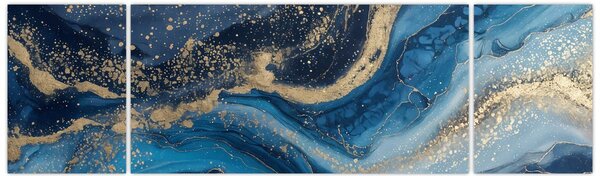 Obraz - Abstrakcyjny niebiesko-złoty marmur (170x50 cm)