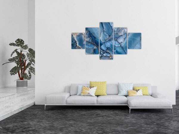 Obraz - Niebieski zróżnicowany marmur (125x70 cm)