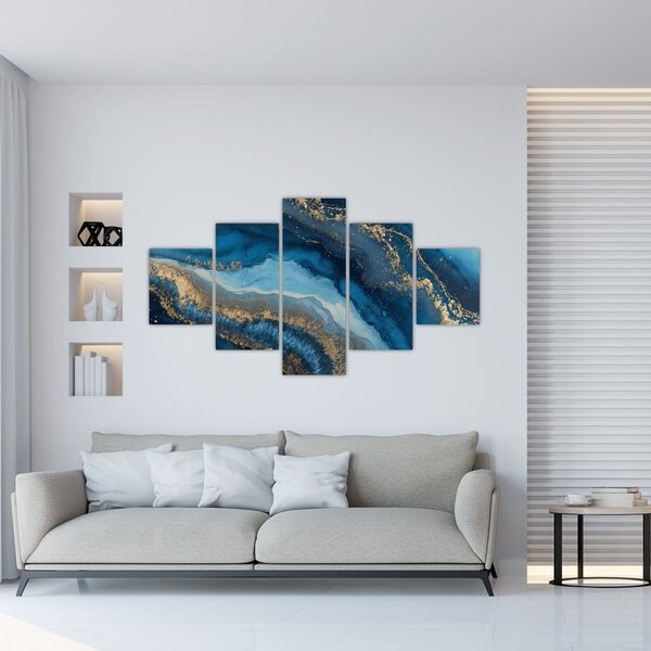 Obraz - Niebieska marmurowa abstrakcja (125x70 cm)