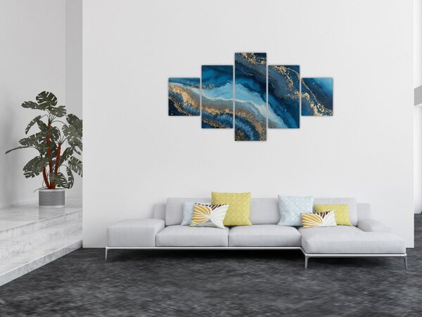 Obraz - Niebieska marmurowa abstrakcja (125x70 cm)