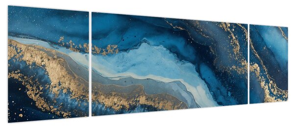 Obraz - Niebieska marmurowa abstrakcja (170x50 cm)