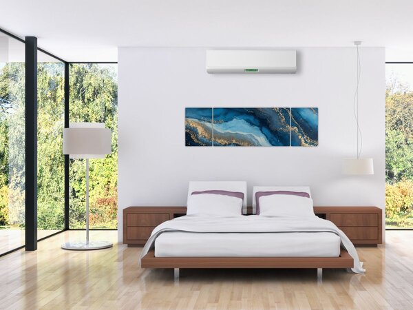 Obraz - Niebieska marmurowa abstrakcja (170x50 cm)