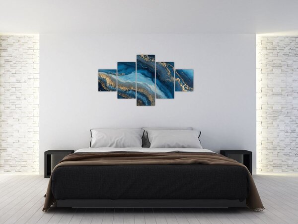 Obraz - Niebieska marmurowa abstrakcja (125x70 cm)
