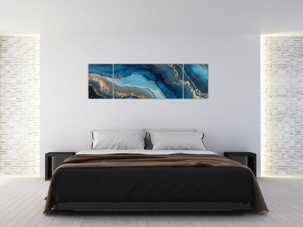 Obraz - Niebieska marmurowa abstrakcja (170x50 cm)