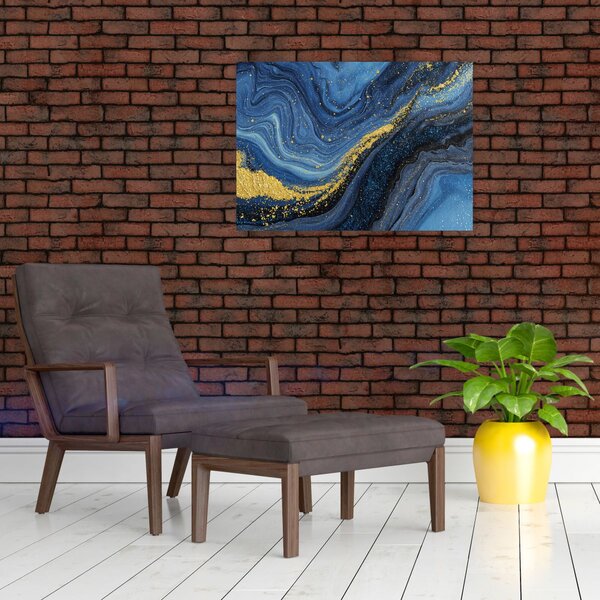 Obraz - Niebiesko-złota abstrakcja (70x50 cm)