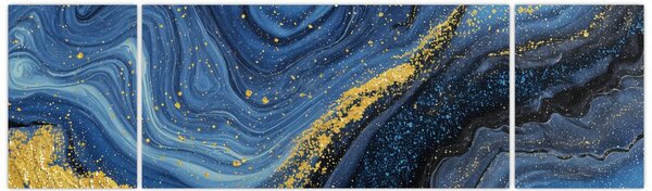 Obraz - Niebiesko-złota abstrakcja (170x50 cm)