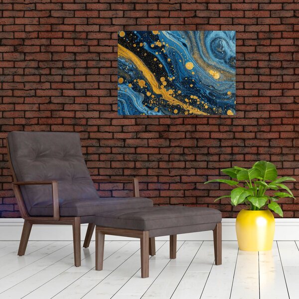 Obraz - Niebieska abstrakcja ze złotem (70x50 cm)