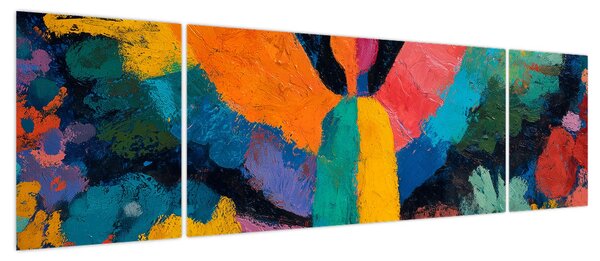 Obraz - Abstrakcyjny anioł z kwiatami (170x50 cm)