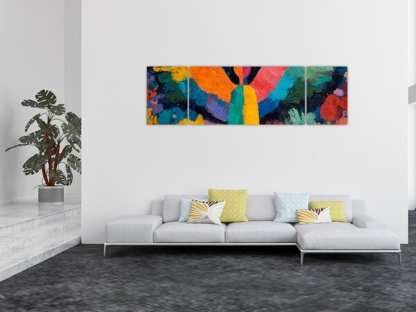 Obraz - Abstrakcyjny anioł z kwiatami (170x50 cm)