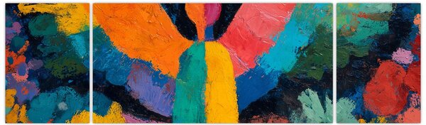 Obraz - Abstrakcyjny anioł z kwiatami (170x50 cm)