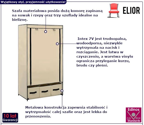 Składana materiałowa szafa kremowa G0-S34
