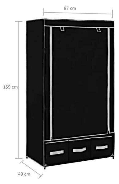 Czarna składana materiałowa szafa N3-G88